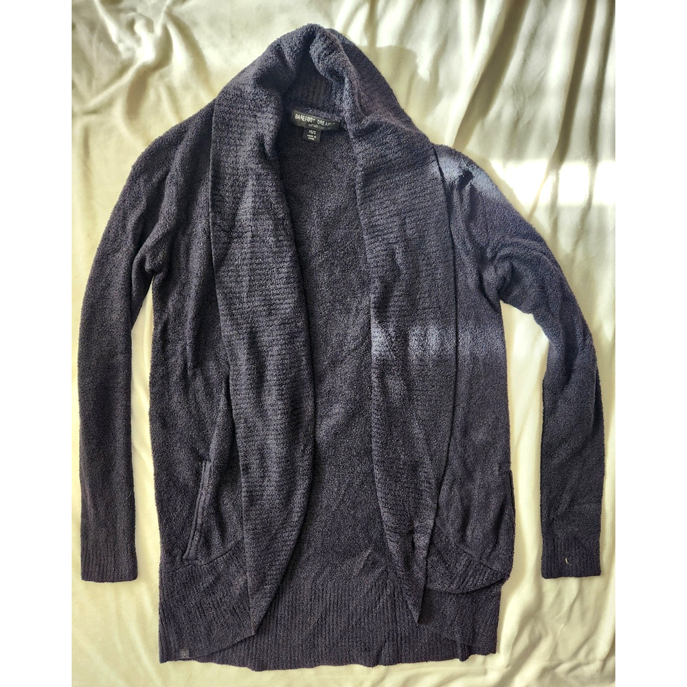 Barefoot Dreams Cozychic Lite Circle Cardi Cardigan Sweater XS/S Black 452